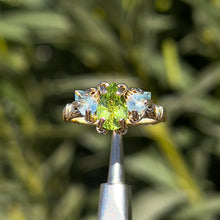 Load image into Gallery viewer, The Eternal Orna Trio Ring ✵ Aquamarine Side Stones✵
