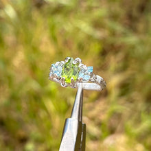 Load image into Gallery viewer, The Orna Trio Ring ✵ Aquamarine Side Stones✵
