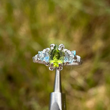 Load image into Gallery viewer, The Orna Trio Ring ✵ Aquamarine Side Stones✵
