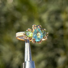 Load image into Gallery viewer, The Orna Trio Ring w/ Blue Apatite Center Stone ✵ sz. 7 Ready to Ship ✵
