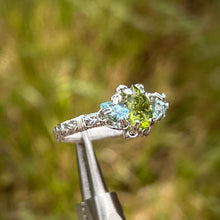 Load image into Gallery viewer, The Orna Trio Ring ✵ Aquamarine Side Stones✵
