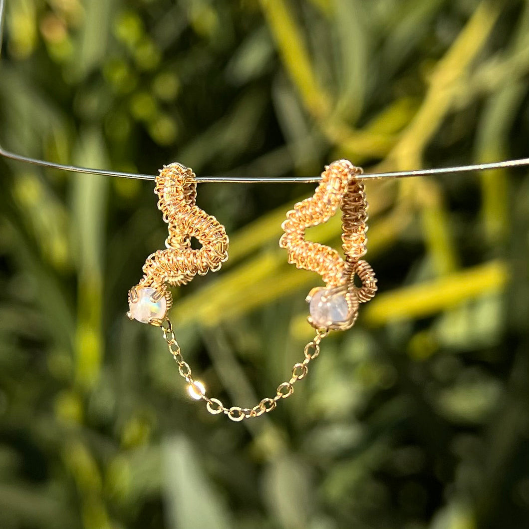 Vipera Pierceless Nose Cuff Chain Duo in Rainbow Moonstone 𓆙 Ready to Ship 𓆙