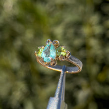 Load image into Gallery viewer, The Orna Trio Ring w/ Blue Apatite Center Stone ✵ sz. 7 Ready to Ship ✵
