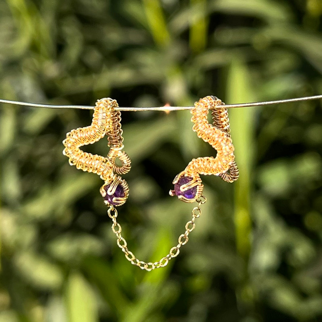 Vipera Pierceless Nose Cuff Chain Duo in Purple Amethyst 𓆙 Ready to Ship 𓆙