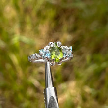 Load image into Gallery viewer, The Orna Trio Ring ✵ Aquamarine Side Stones✵
