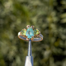 Load image into Gallery viewer, The Orna Trio Ring w/ Blue Apatite Center Stone ✵ sz. 7 Ready to Ship ✵
