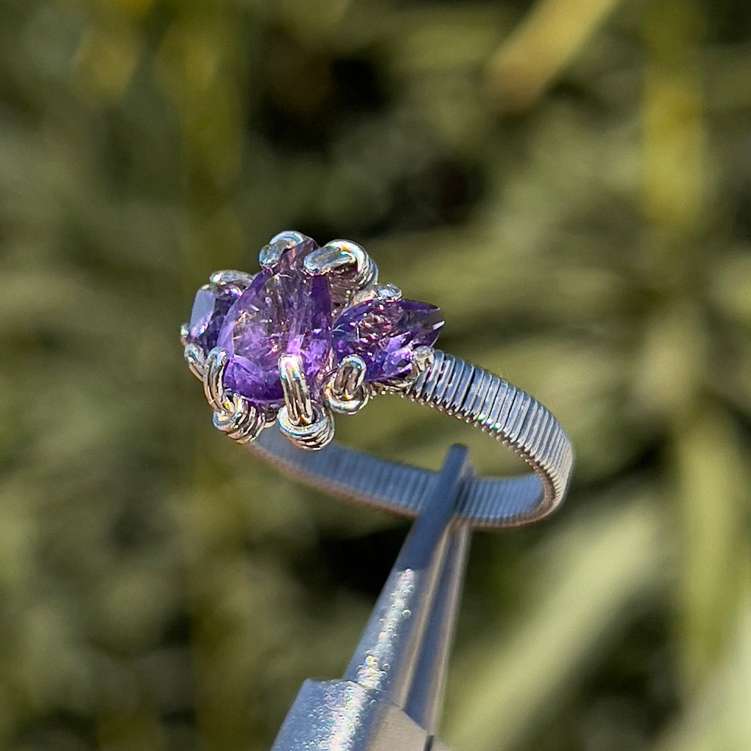 The Orna Trio Ring in Amethyst ✵ sz. 7.5 Ready to Ship ✵