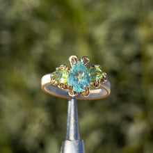 Load image into Gallery viewer, The Orna Trio Ring w/ Blue Apatite Center Stone ✵ sz. 7 Ready to Ship ✵
