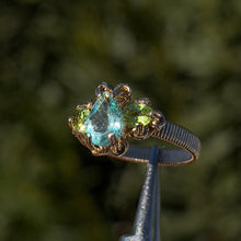 Load image into Gallery viewer, The Orna Trio Ring w/ Blue Apatite Center Stone ✵ sz. 7 Ready to Ship ✵
