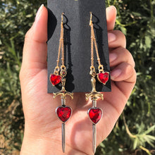 Load image into Gallery viewer, Sword Through My Heart Dangly Earrings ♡ Ready to Ship ♡
